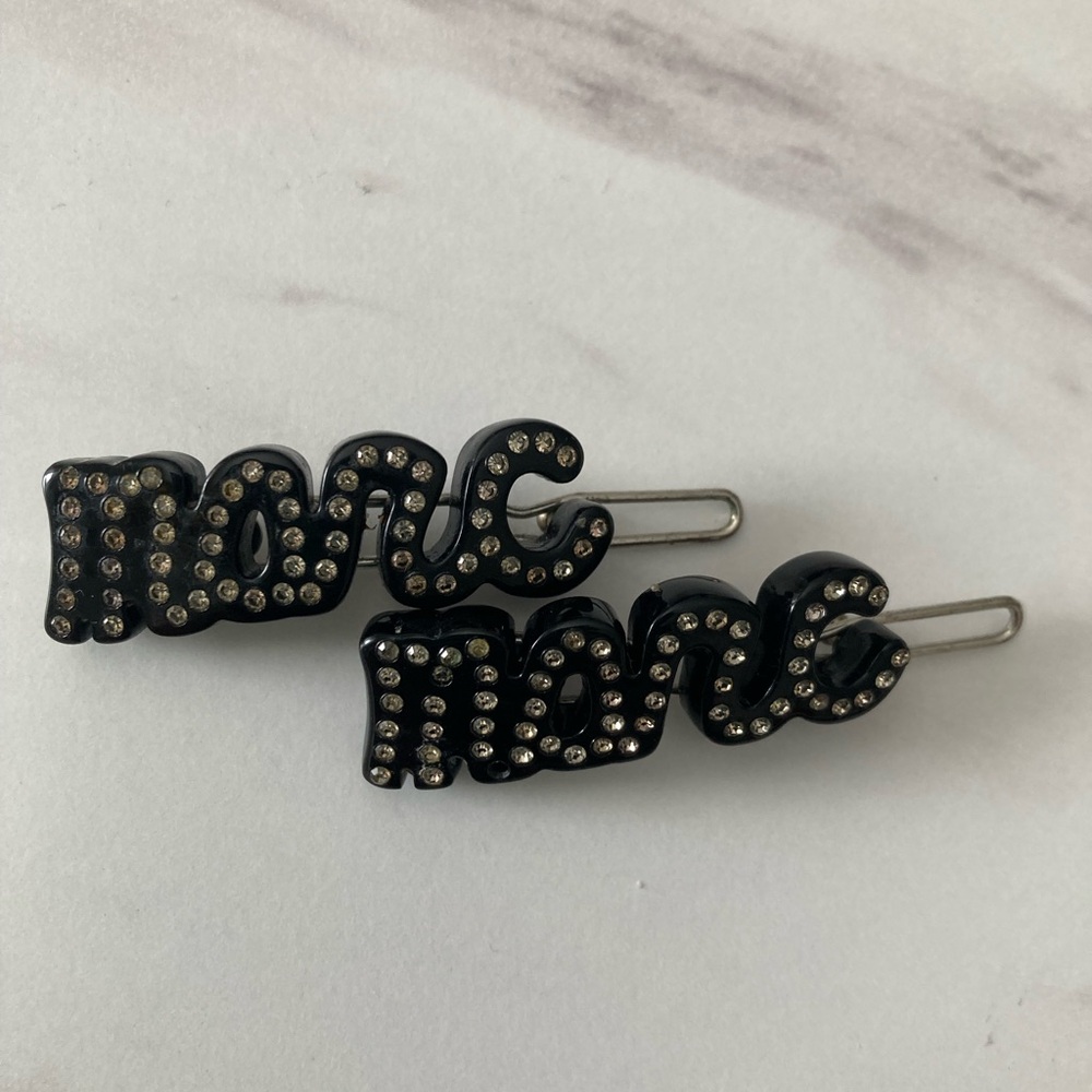 Marc Jacobs Black Hair Clips with rhinestone Accents